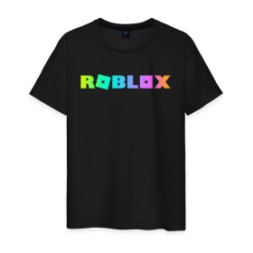 Мужская футболка хлопок с принтом ROBLOX в Белгороде, 100% хлопок | прямой крой, круглый вырез горловины, длина до линии бедер, слегка спущенное плечо. | roblox | игра | компьютерная игра | логотип | онлайн | онлайн игра | роблакс | роблокс