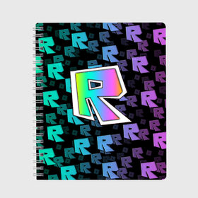 Тетрадь с принтом ROBLOX в Белгороде, 100% бумага | 48 листов, плотность листов — 60 г/м2, плотность картонной обложки — 250 г/м2. Листы скреплены сбоку удобной пружинной спиралью. Уголки страниц и обложки скругленные. Цвет линий — светло-серый
 | Тематика изображения на принте: roblox | игра | компьютерная игра | логотип | онлайн | онлайн игра | роблакс | роблокс