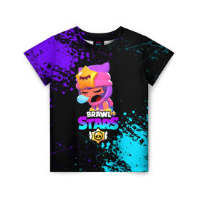Детская футболка 3D с принтом BRAWL STARS SANDY в Белгороде, 100% гипоаллергенный полиэфир | прямой крой, круглый вырез горловины, длина до линии бедер, чуть спущенное плечо, ткань немного тянется | Тематика изображения на принте: 8 bit | 8 бит | bibi | brawl stars | crow | el brown | leon | leon shark | max | mr.p | sally leon | sandy | shark | stars | tara | virus | werewolf | акула | биби | вирус | ворон | леон | оборотень | пингвин