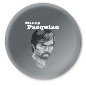 Значок с принтом Manny Pacquiao в Белгороде,  металл | круглая форма, металлическая застежка в виде булавки | Тематика изображения на принте: manny pacquiao | pac man | pacquiao | бокс | мэнни пакьяо | пакьяо