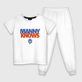 Детская пижама хлопок с принтом Manny Knows в Белгороде, 100% хлопок |  брюки и футболка прямого кроя, без карманов, на брюках мягкая резинка на поясе и по низу штанин
 | manny pacquiao | pac man | pacquiao | бокс | мэнни пакьяо | пакьяо