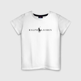 Детская футболка хлопок с принтом Ralph Lauren в Белгороде, 100% хлопок | круглый вырез горловины, полуприлегающий силуэт, длина до линии бедер | ralph lauren | богато | бренд | всадник | дорого | крикет | лаурен | лошадь | минимализм | поло | премиум | ральф | ральфлаурен | свитшот | тренд | футболка
