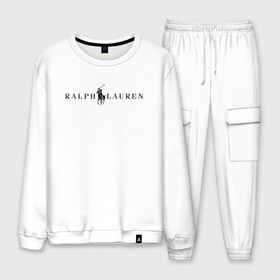 Мужской костюм хлопок с принтом Ralph Lauren в Белгороде, 100% хлопок | на свитшоте круглая горловина, мягкая резинка по низу. Брюки заужены к низу, на них два вида карманов: два “обычных” по бокам и два объемных, с клапанами, расположенные ниже линии бедра. Брюки с мягкой трикотажной резинкой на поясе и по низу штанин. В поясе для дополнительного комфорта — широкие завязки | ralph lauren | богато | бренд | всадник | дорого | крикет | лаурен | лошадь | минимализм | поло | премиум | ральф | ральфлаурен | свитшот | тренд | футболка