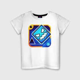 Детская футболка хлопок с принтом Geometry Dash в Белгороде, 100% хлопок | круглый вырез горловины, полуприлегающий силуэт, длина до линии бедер | аркада | платформер