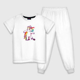 Детская пижама хлопок с принтом Единорог алкоголик в Белгороде, 100% хлопок |  брюки и футболка прямого кроя, без карманов, на брюках мягкая резинка на поясе и по низу штанин
 | drunk | unicorn | единорог | нарисованный | прикольный | смешной | тотемное животное