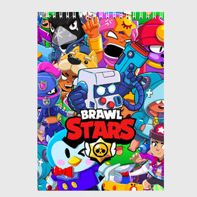 Скетчбук с принтом BRAWL STARS 8-BIT в Белгороде, 100% бумага
 | 48 листов, плотность листов — 100 г/м2, плотность картонной обложки — 250 г/м2. Листы скреплены сверху удобной пружинной спиралью | 8 bit | 8 бит | bibi | brawl stars | crow | el brown | leon | leon shark | max | mr.p | sally leon | shark | stars | virus | werewolf | акула | биби | вирус | ворон | леон | оборотень | пингвин