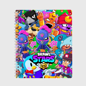 Тетрадь с принтом BRAWL STARS TARA в Белгороде, 100% бумага | 48 листов, плотность листов — 60 г/м2, плотность картонной обложки — 250 г/м2. Листы скреплены сбоку удобной пружинной спиралью. Уголки страниц и обложки скругленные. Цвет линий — светло-серый
 | 8 bit | 8 бит | bibi | brawl stars | crow | el brown | leon | leon shark | max | mr.p | sally leon | shark | stars | virus | werewolf | акула | биби | вирус | ворон | леон | оборотень | пингвин