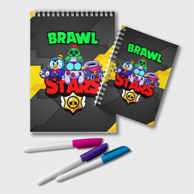 Блокнот с принтом BRAWL STARS 2020 в Белгороде, 100% бумага | 48 листов, плотность листов — 60 г/м2, плотность картонной обложки — 250 г/м2. Листы скреплены удобной пружинной спиралью. Цвет линий — светло-серый
 | 8 | 8bit | bit | brawl | brawlstars | crow | leon | leonskin | max | mr p | sally | virus | бит | бравл | звезды | игра | космо | леон | макс | мультик | пламя | робот | старc | старз