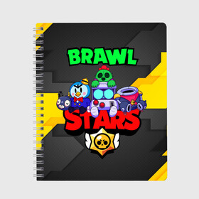 Тетрадь с принтом BRAWL STARS 2020 в Белгороде, 100% бумага | 48 листов, плотность листов — 60 г/м2, плотность картонной обложки — 250 г/м2. Листы скреплены сбоку удобной пружинной спиралью. Уголки страниц и обложки скругленные. Цвет линий — светло-серый
 | 8 | 8bit | bit | brawl | brawlstars | crow | leon | leonskin | max | mr p | sally | virus | бит | бравл | звезды | игра | космо | леон | макс | мультик | пламя | робот | старc | старз