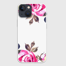 Чехол для iPhone 13 mini с принтом Розы в Белгороде,  |  | flowers | pink | бутоны | весна | лето | листья | природа | роза | розовые | розы | цветок | цветочки | цветы
