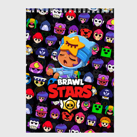 Скетчбук с принтом BRAWL STARS в Белгороде, 100% бумага
 | 48 листов, плотность листов — 100 г/м2, плотность картонной обложки — 250 г/м2. Листы скреплены сверху удобной пружинной спиралью | 8 bit | 8 бит | bibi | brawl stars | crow | el brown | leon | leon shark | max | mr.p | sally leon | shark | stars | virus | werewolf | акула | биби | вирус | ворон | леон | оборотень | пингвин