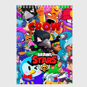 Скетчбук с принтом BRAWL STARS CROW в Белгороде, 100% бумага
 | 48 листов, плотность листов — 100 г/м2, плотность картонной обложки — 250 г/м2. Листы скреплены сверху удобной пружинной спиралью | 8 bit | 8 бит | bibi | brawl stars | crow | el brown | leon | leon shark | max | mr.p | sally leon | shark | stars | virus | werewolf | акула | биби | вирус | ворон | леон | оборотень | пингвин