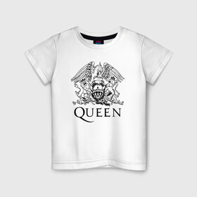 Детская футболка хлопок с принтом QUEEN в Белгороде, 100% хлопок | круглый вырез горловины, полуприлегающий силуэт, длина до линии бедер | queen | rock | брайан мэи | группа queen | группа квин | джон дикон | квин | королева | король | роджер тейлор | рок | фредди меркьюри
