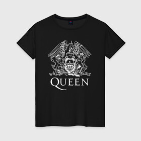 Женская футболка хлопок с принтом QUEEN | Фредди Меркьюри в Белгороде, 100% хлопок | прямой крой, круглый вырез горловины, длина до линии бедер, слегка спущенное плечо | Тематика изображения на принте: queen | rock | брайан мэи | группа queen | группа квин | джон дикон | квин | королева | король | роджер тейлор | рок | фредди меркьюри