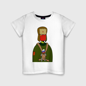Детская футболка хлопок с принтом СountryHumans - Россия в Белгороде, 100% хлопок | круглый вырез горловины, полуприлегающий силуэт, длина до линии бедер | country humans | интернет приколы | мемы | прикольные картинки | россия | сountryhumans | ссср