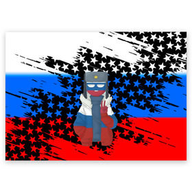 Поздравительная открытка с принтом CountryHumans. в Белгороде, 100% бумага | плотность бумаги 280 г/м2, матовая, на обратной стороне линовка и место для марки
 | country | countryhumans | америка | дружба народов | контрихуменс | патриотизм | персонажи | родина | россия | страна | страна людей | сша | талерантность
