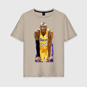 Женская футболка хлопок Oversize с принтом Kobe Bryant Lakers 24 в Белгороде, 100% хлопок | свободный крой, круглый ворот, спущенный рукав, длина до линии бедер
 | 24 | black | bryant | kobe | lakers | mamba | mentality | баскетбол | баскетболист | брайан | детская | детскую | женская | женскую | коба | коби | купить | мамба | менталитет | мужская | мужскую | сша | черная