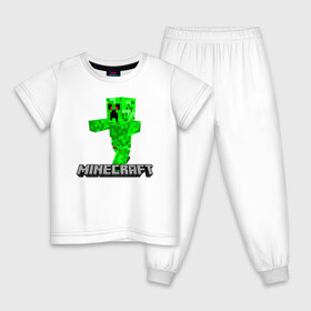 Детская пижама хлопок с принтом MINECRAFT в Белгороде, 100% хлопок |  брюки и футболка прямого кроя, без карманов, на брюках мягкая резинка на поясе и по низу штанин
 | Тематика изображения на принте: block | creeper | cube | minecraft | pixel | блок | геометрия | крафт | крипер | кубики | майнкрафт | пиксели