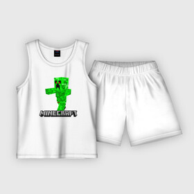 Детская пижама с шортами хлопок с принтом MINECRAFT в Белгороде,  |  | block | creeper | cube | minecraft | pixel | блок | геометрия | крафт | крипер | кубики | майнкрафт | пиксели