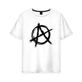 Женская футболка хлопок Oversize с принтом АНАРХИЯ в Белгороде, 100% хлопок | свободный крой, круглый ворот, спущенный рукав, длина до линии бедер
 | anarchy | riot | rock | анархия | бунт | знаки | музыка | панки | рок | символ