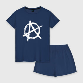 Женская пижама с шортиками хлопок с принтом АНАРХИЯ в Белгороде, 100% хлопок | футболка прямого кроя, шорты свободные с широкой мягкой резинкой | anarchy | riot | rock | анархия | бунт | знаки | музыка | панки | рок | символ