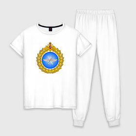 Женская пижама хлопок с принтом Военно - воздушные силы в Белгороде, 100% хлопок | брюки и футболка прямого кроя, без карманов, на брюках мягкая резинка на поясе и по низу штанин | 