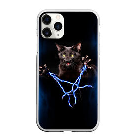 Чехол для iPhone 11 Pro матовый с принтом Грозовой кошак(громовержец) в Белгороде, Силикон |  | грозовой | громовержец | кот | кошак | молнии | разряды | черный
