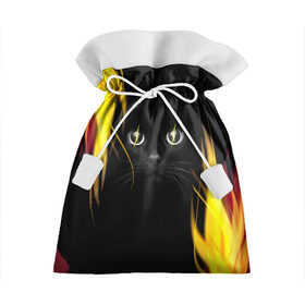 Подарочный 3D мешок с принтом Грозовой кошак в Белгороде, 100% полиэстер | Размер: 29*39 см | глаза | грозовой | кот | кошак | молнии | пламя | разряды | черный