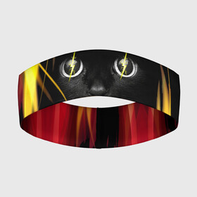 Повязка на голову 3D с принтом Грозовой кошак в Белгороде,  |  | глаза | грозовой | кот | кошак | молнии | пламя | разряды | черный