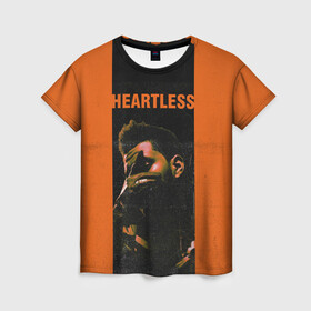 Женская футболка 3D с принтом HEARTLESS в Белгороде, 100% полиэфир ( синтетическое хлопкоподобное полотно) | прямой крой, круглый вырез горловины, длина до линии бедер | blinding lights | heartless | starboy | the weekend | уикенд
