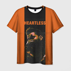 Мужская футболка 3D с принтом HEARTLESS в Белгороде, 100% полиэфир | прямой крой, круглый вырез горловины, длина до линии бедер | Тематика изображения на принте: blinding lights | heartless | starboy | the weekend | уикенд