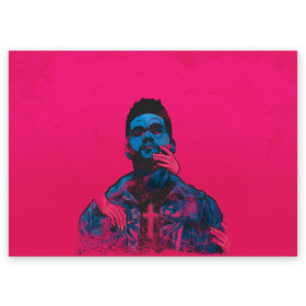 Поздравительная открытка с принтом The Weeknd в Белгороде, 100% бумага | плотность бумаги 280 г/м2, матовая, на обратной стороне линовка и место для марки
 | Тематика изображения на принте: blinding lights | heartless | starboy | the weekend | уикенд