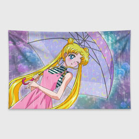 Флаг-баннер с принтом Sailor Moon в Белгороде, 100% полиэстер | размер 67 х 109 см, плотность ткани — 95 г/м2; по краям флага есть четыре люверса для крепления | baby | bunny | girl | like | pink | sailormoon | usagi | вода капли | воин | волосы | глаза | девушка | дождь | зайчик | зонтик | котик | кролик | лето | луна | малышка | матроска | небо | облака | природа | радуга | розовый