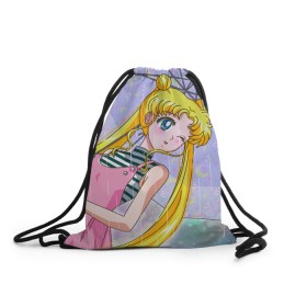 Рюкзак-мешок 3D с принтом Sailor Moon в Белгороде, 100% полиэстер | плотность ткани — 200 г/м2, размер — 35 х 45 см; лямки — толстые шнурки, застежка на шнуровке, без карманов и подкладки | Тематика изображения на принте: baby | bunny | girl | like | pink | sailormoon | usagi | вода капли | воин | волосы | глаза | девушка | дождь | зайчик | зонтик | котик | кролик | лето | луна | малышка | матроска | небо | облака | природа | радуга | розовый