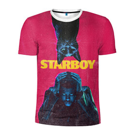 Мужская футболка 3D спортивная с принтом STARBOY в Белгороде, 100% полиэстер с улучшенными характеристиками | приталенный силуэт, круглая горловина, широкие плечи, сужается к линии бедра | blinding lights | heartless | starboy | the weekend | уикенд