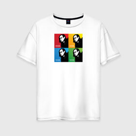 Женская футболка хлопок Oversize с принтом Егор Летов в Белгороде, 100% хлопок | свободный крой, круглый ворот, спущенный рукав, длина до линии бедер
 | гражданская оборона | егор летов | рок | уорхол