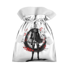 Подарочный 3D мешок с принтом 2B Ink Sakura dawn в Белгороде, 100% полиэстер | Размер: 29*39 см | Тематика изображения на принте: 2a | 2b | 9s | andoird | ink | japanese | kanji | nier automata | nuar | sakura | yohra | андроид | кандзи | нуар | сакура | чернила | япония