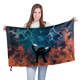 Флаг 3D с принтом ЪУЪ Молнии в Белгороде, 100% полиэстер | плотность ткани — 95 г/м2, размер — 67 х 109 см. Принт наносится с одной стороны | cat | cloud | fire | lightning | meme | memes | гроза | кот | мем | мемы | молнии | молния | облака | огонь | ъуъ