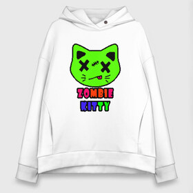 Женское худи Oversize хлопок с принтом Zombie Kitty в Белгороде, френч-терри — 70% хлопок, 30% полиэстер. Мягкий теплый начес внутри —100% хлопок | боковые карманы, эластичные манжеты и нижняя кромка, капюшон на магнитной кнопке | зомби | каваи | кислота | кот | котик | кошка | милый | монстр | пиксельный арт | радуга | яркий