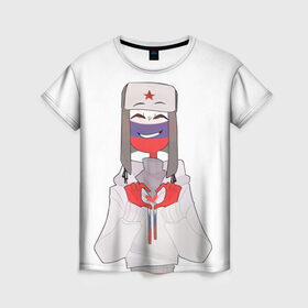 Женская футболка 3D с принтом Country Humans в Белгороде, 100% полиэфир ( синтетическое хлопкоподобное полотно) | прямой крой, круглый вырез горловины, длина до линии бедер | countryhumans | картинки | персонаж | прикольные картинки
