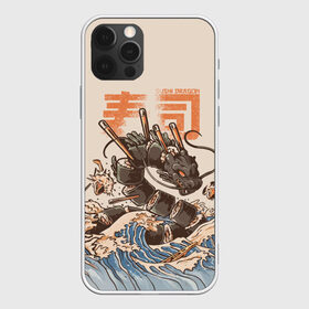 Чехол для iPhone 12 Pro Max с принтом Sushi dragon в Белгороде, Силикон |  | Тематика изображения на принте: волны | дракон | суши | суши дракон | японские волны | японский дракон