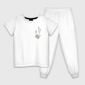 Детская пижама хлопок с принтом Lavanda в Белгороде, 100% хлопок |  брюки и футболка прямого кроя, без карманов, на брюках мягкая резинка на поясе и по низу штанин
 | Тематика изображения на принте: лаванда | лавандовые цветы | милота | нежность | цветочки | цветы