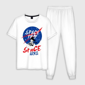 Мужская пижама хлопок с принтом Space trip в Белгороде, 100% хлопок | брюки и футболка прямого кроя, без карманов, на брюках мягкая резинка на поясе и по низу штанин
 | аниме | космическая | космос | наса | путешествие в космос