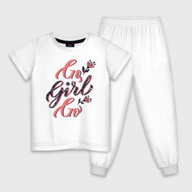 Детская пижама хлопок с принтом Go Girl Go в Белгороде, 100% хлопок |  брюки и футболка прямого кроя, без карманов, на брюках мягкая резинка на поясе и по низу штанин
 | 8 марта | fem | feminism | feminist | девочки | девушки | женщины | феминизм | феминист | фемистка