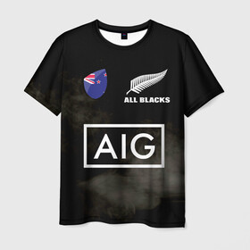 Мужская футболка 3D с принтом ALL BLACKS в Белгороде, 100% полиэфир | прямой крой, круглый вырез горловины, длина до линии бедер | all blacks | new zealandd | rugby | новая зеландия | олл блэкс | регби | хака