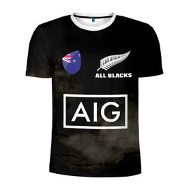 Мужская футболка 3D спортивная с принтом ALL BLACKS в Белгороде, 100% полиэстер с улучшенными характеристиками | приталенный силуэт, круглая горловина, широкие плечи, сужается к линии бедра | all blacks | new zealandd | rugby | новая зеландия | олл блэкс | регби | хака
