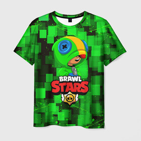 Мужская футболка 3D с принтом BRAWL STARS LEON в Белгороде, 100% полиэфир | прямой крой, круглый вырез горловины, длина до линии бедер | 8 bit | 8 бит | bibi | brawl stars | crow | el brown | leon | leon shark | max | mr.p | sally leon | shark | stars | virus | werewolf | акула | биби | вирус | ворон | леон | оборотень | пингвин