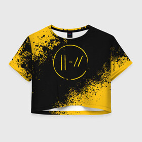 Женская футболка Crop-top 3D с принтом TWENTY ONE PILOTS | TOP (Z) в Белгороде, 100% полиэстер | круглая горловина, длина футболки до линии талии, рукава с отворотами | 21 pilots | 21p | bandito | blurryface | chlorine | joshua | ned | top | trench | twenty one pilots | tyler | бандито | нэд | тренч