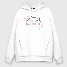 Мужское худи Oversize хлопок с принтом Bongo Cat в Белгороде, френч-терри — 70% хлопок, 30% полиэстер. Мягкий теплый начес внутри —100% хлопок | боковые карманы, эластичные манжеты и нижняя кромка, капюшон на магнитной кнопке | bongo cat | кот | котики | мемы