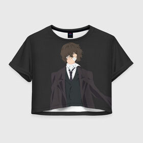 Женская футболка Crop-top 3D с принтом Osamu Dazai в Белгороде, 100% полиэстер | круглая горловина, длина футболки до линии талии, рукава с отворотами | bungou | dazai | dogs | osamu | stray | асаму | бродячие псы | бродячих | дадзай | дазай | литературные гении | осаму | проза | псов